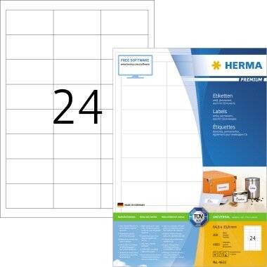 HERMA Etikett Premium 4632 64,6x33,8mm w weiß 4.800 Etik./Pack.