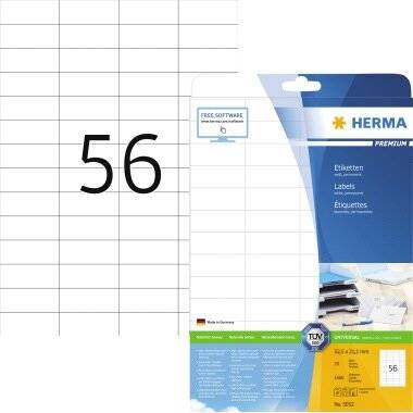 HERMA Etikett PREMIUM 5052 52,5x21,2mm w weiß 1.400 Etik./Pack.