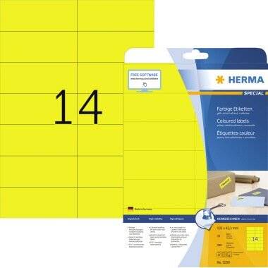 HERMA Etikett SPECIAL 5058 105x42,3mm ge gelb 280 Etik./Pack.
