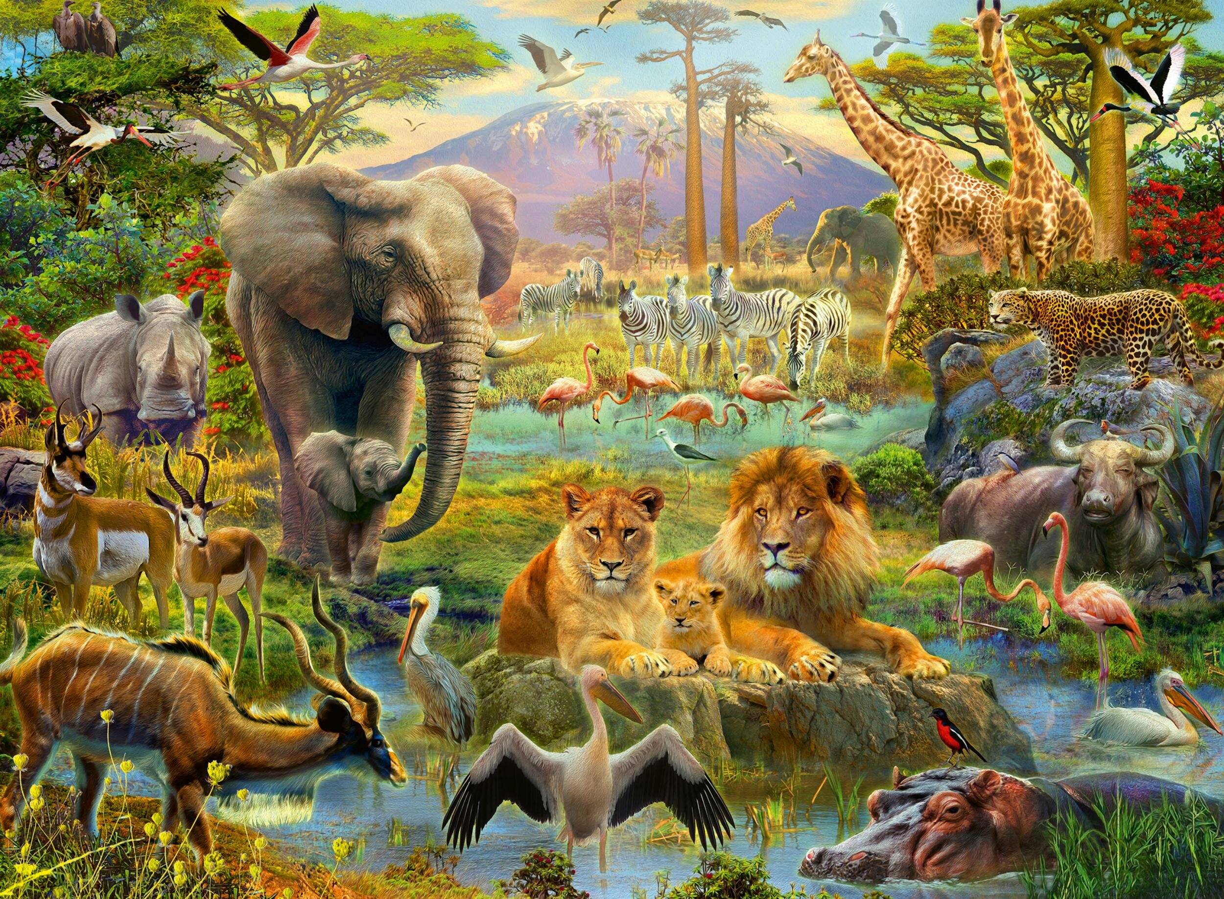 Tiere der Savanne Puzzle, 200Stück. XXL