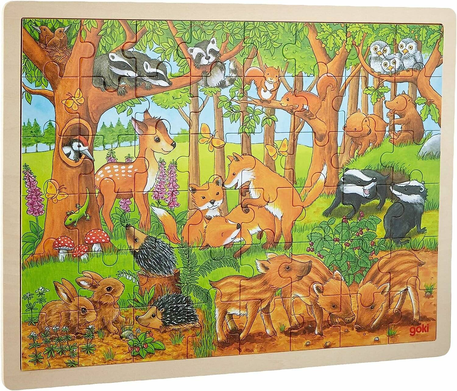 Goki Holzpuzzle - Waldtiere, 48tlg.