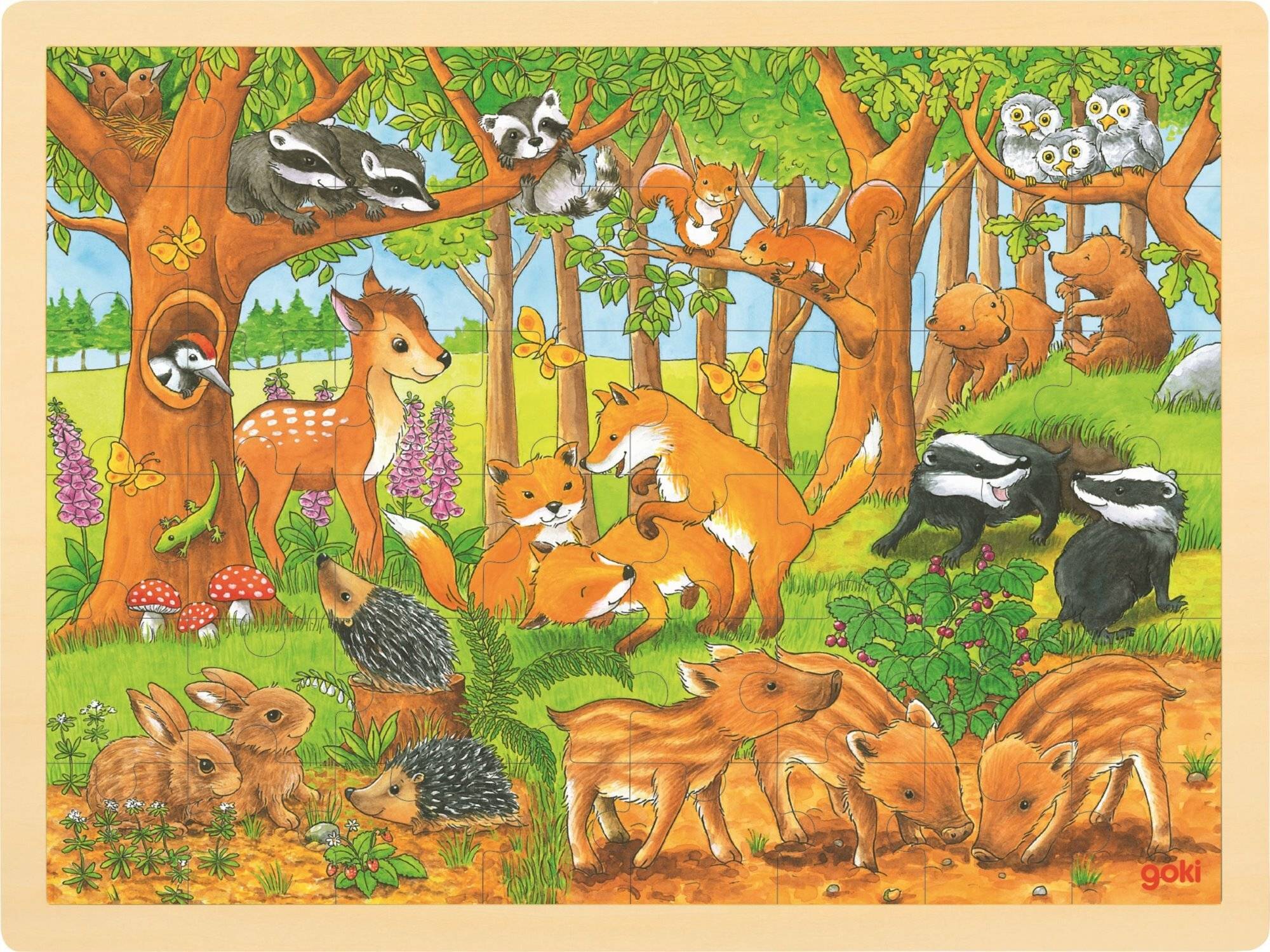 Goki Holzpuzzle - Waldtiere, 48tlg.
