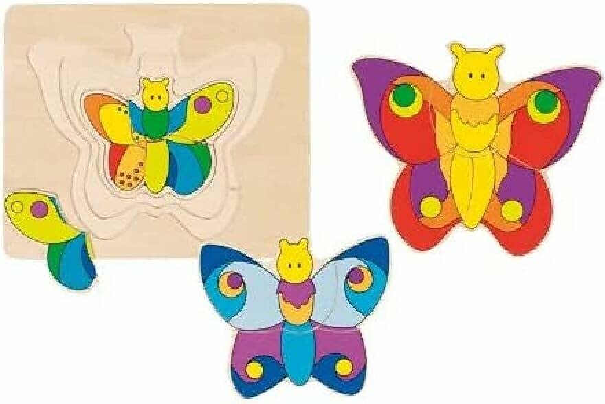 Goki Holzpuzzle 3-lagig Schmetterling