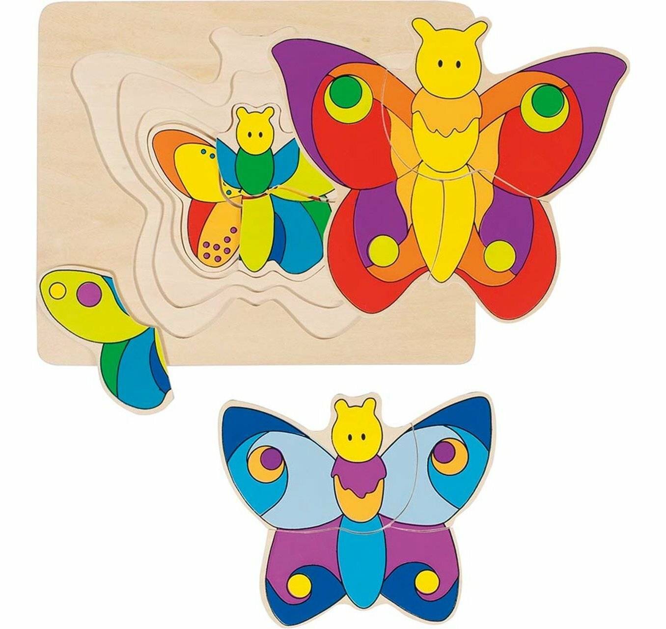 Goki Holzpuzzle 3-lagig Schmetterling