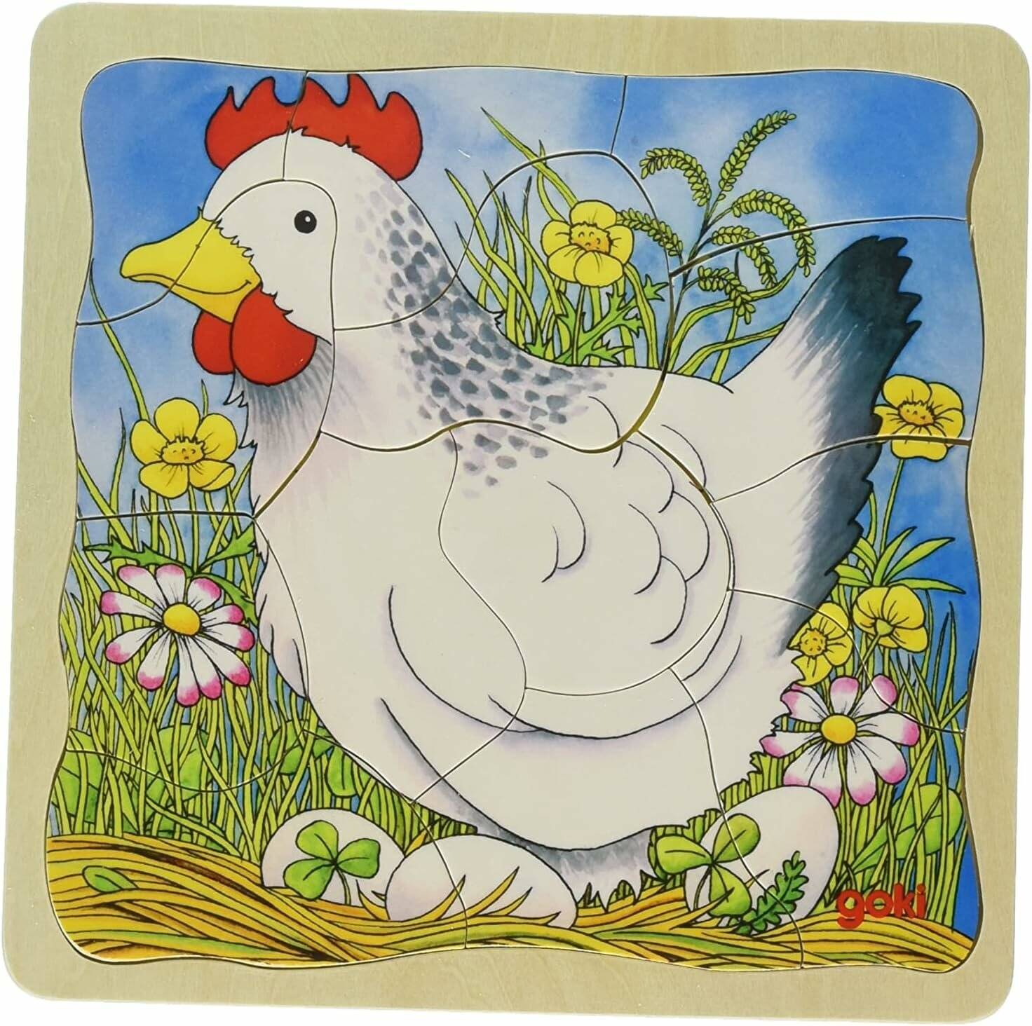 Goki Lagenpuzzle aus Holz - Huhn