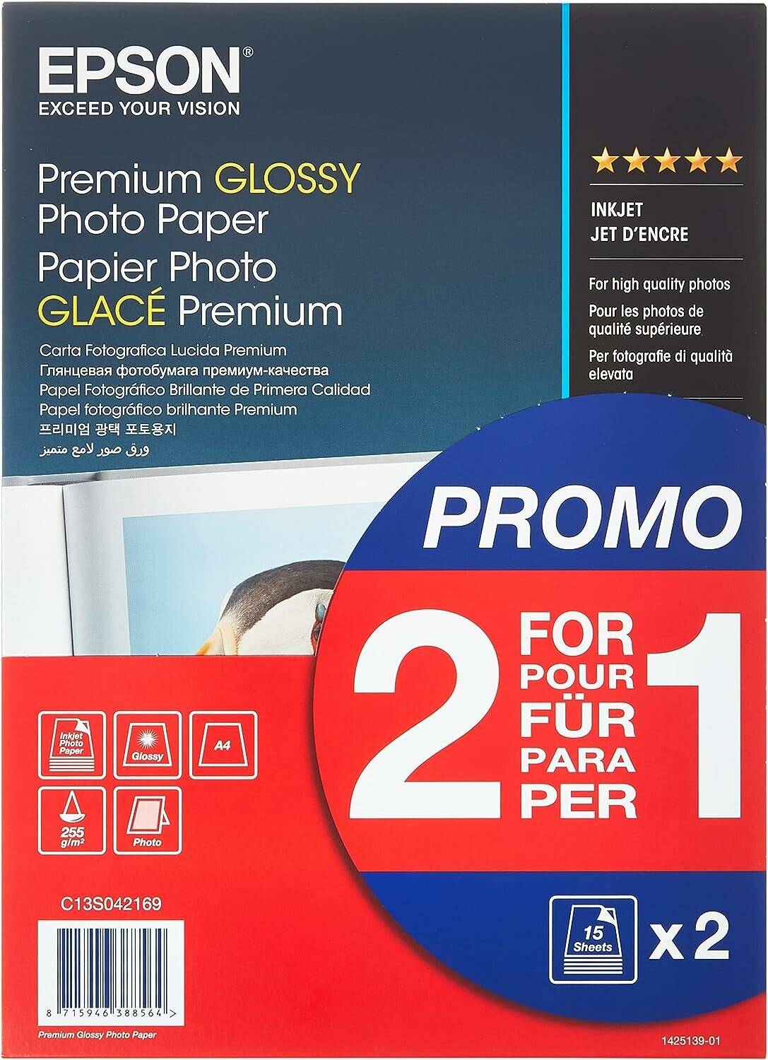 EPSON Fotopapier S042169 DIN A4 glänzend 255 g/qm 2x 15 Blatt