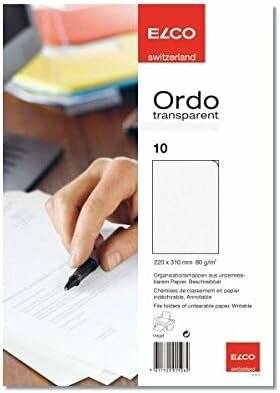 10 ELCO Sichthüllen Ordo transparent DIN A4 weiß glatt 80 g/qm