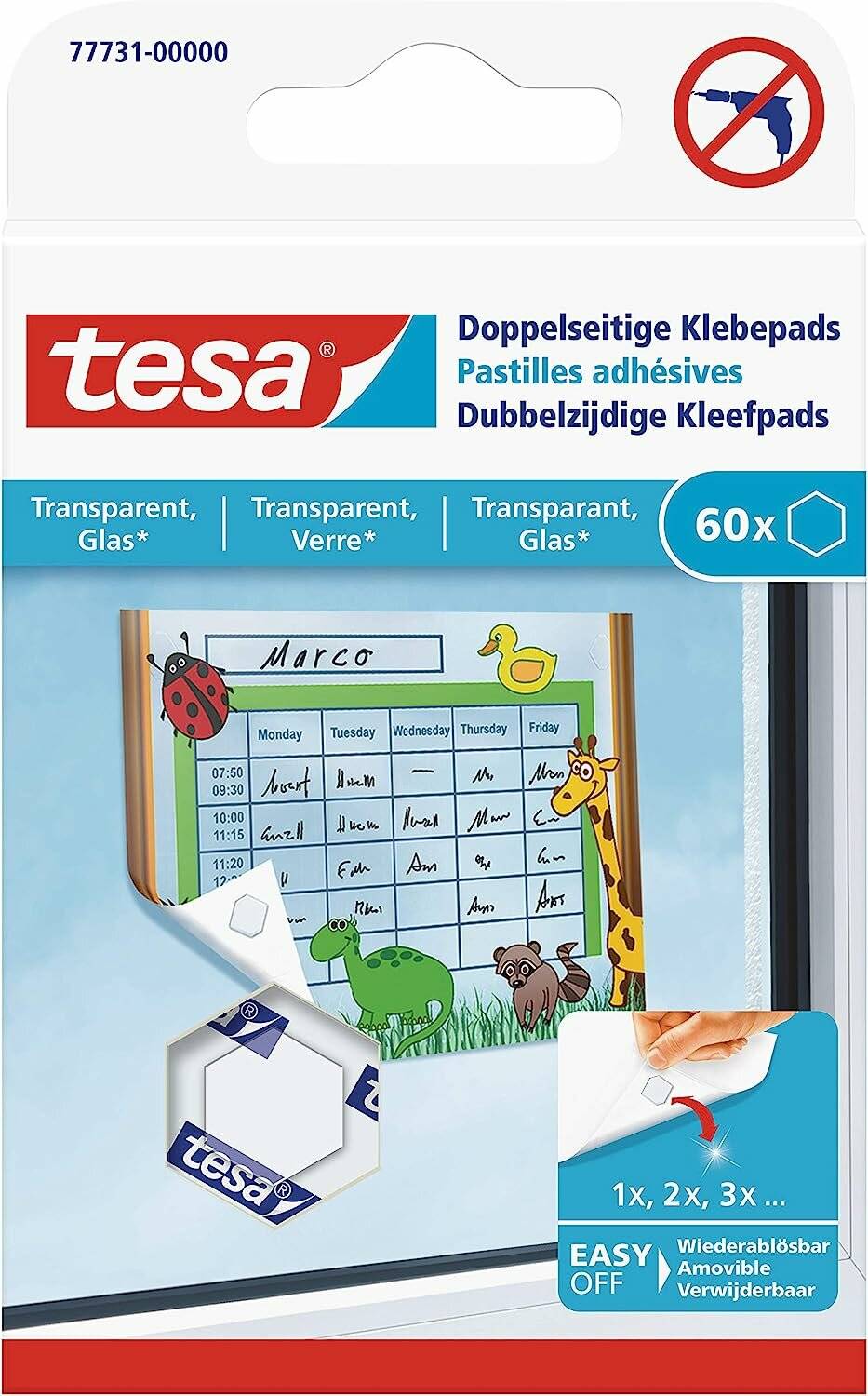 tesa doppelseitige Klebepads 1,1 x 1,1 cm, 60 St.