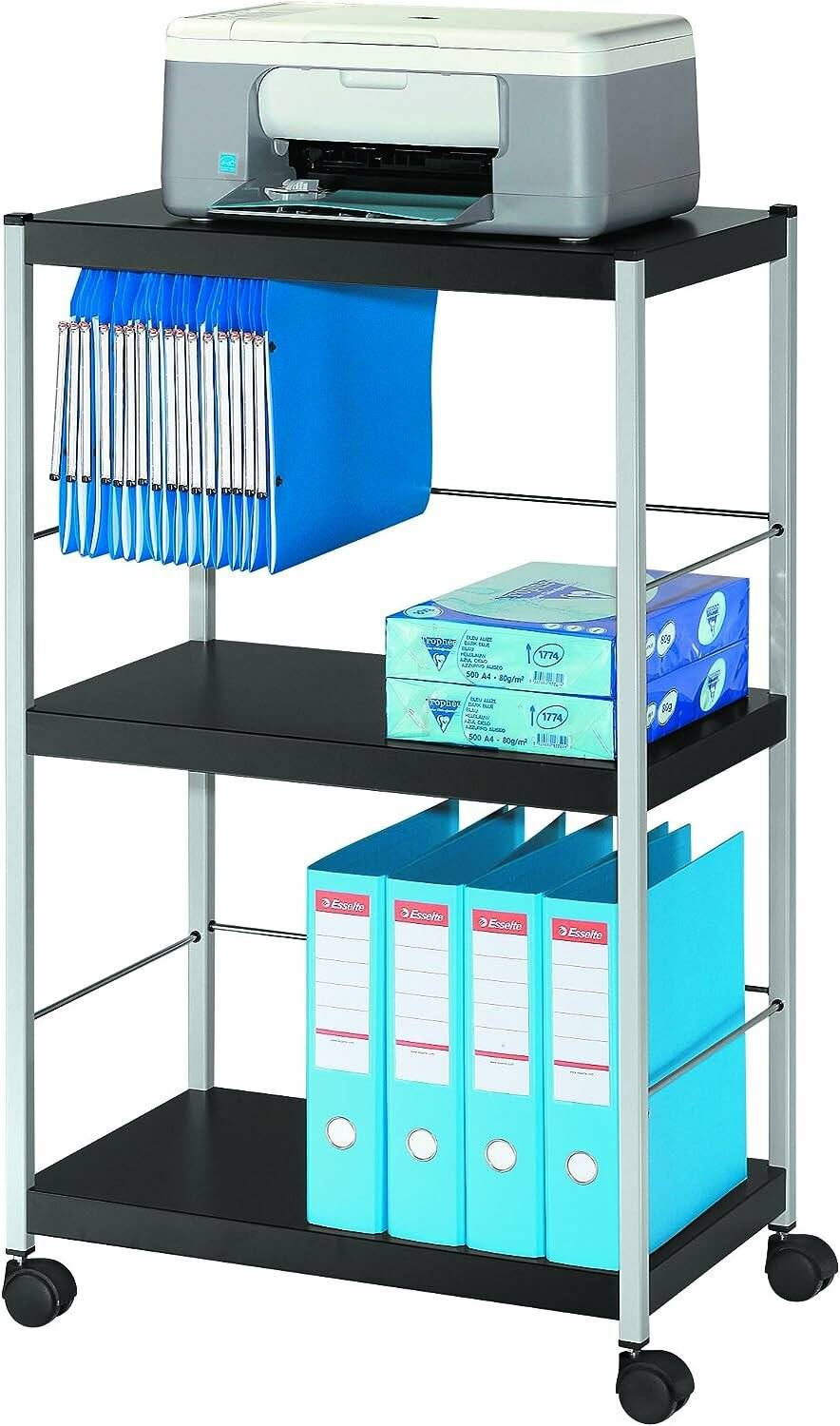 PAPERFLOW Bürowagen anthrazit 3 Ebenen 60,0 x 36,0 x 100,0 cm