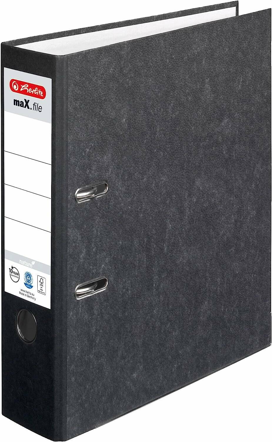 herlitz maX.file nature Ordner schwarz marmoriert Karton 8,0 cm DIN A4