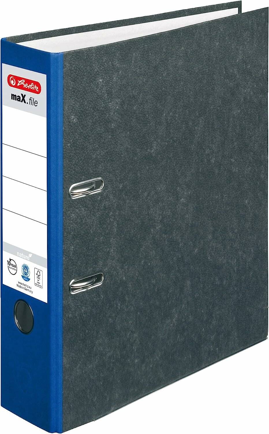 herlitz maX.file nature Ordner blau marmoriert Karton 8,0 cm DIN A4
