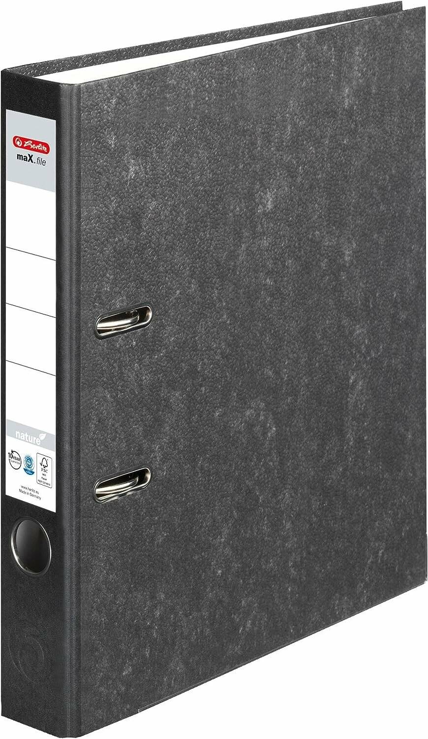 herlitz maX.file nature Ordner schwarz marmoriert Karton 5,0 cm DIN A4
