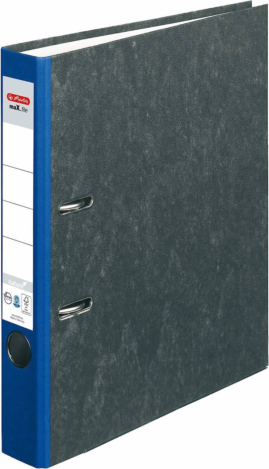 herlitz maX.file nature Ordner blau marmoriert Karton 5,0 cm DIN A4