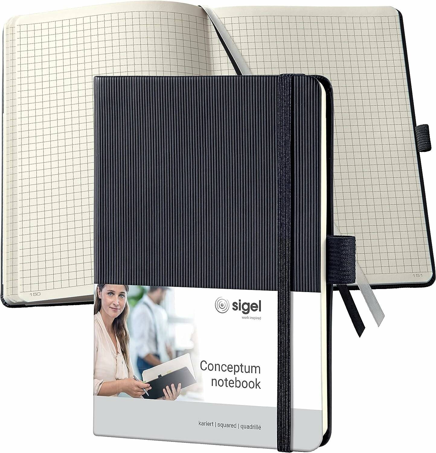 SIGEL Notizbuch CONCEPTUM® ca. DIN A6 kariert, schwarz Softcover 194 Seiten