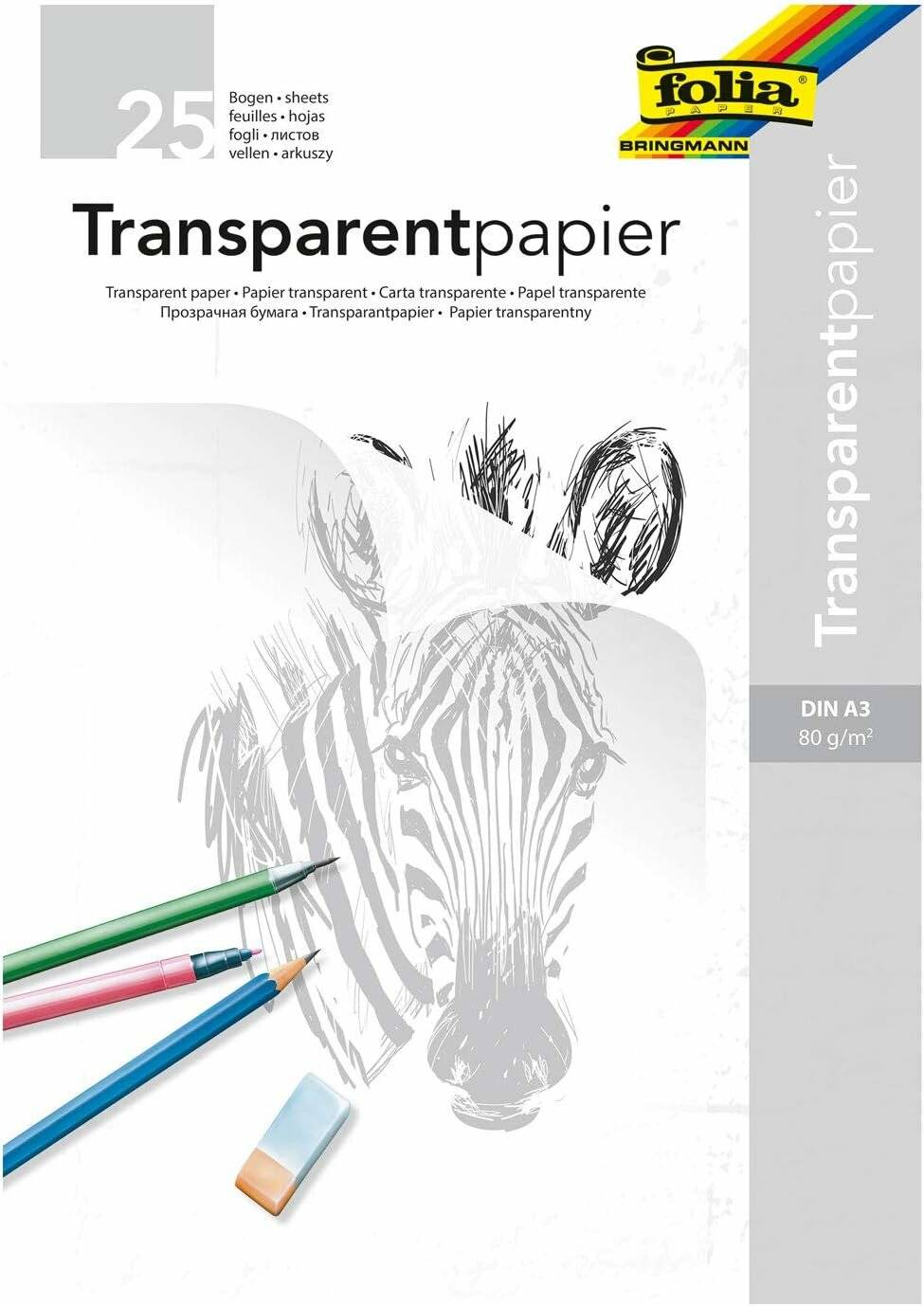 folia Transparentpapier 80 g/qm, 25 Blatt