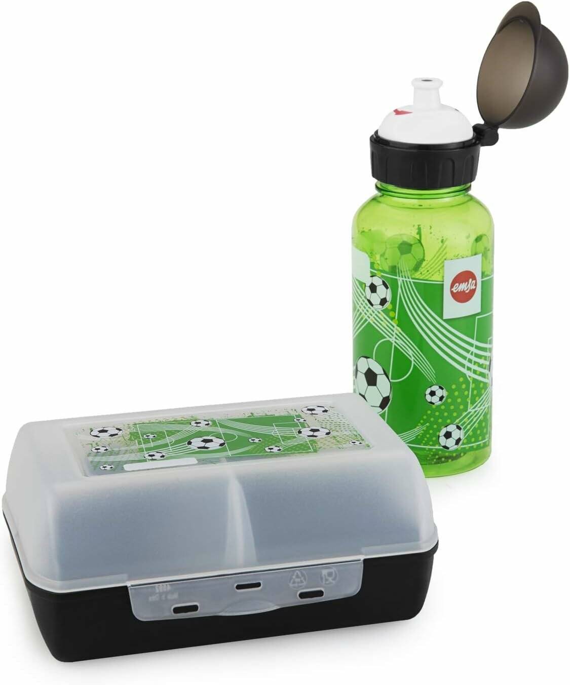 emsa Kinder Trinkflasche & Lunchbox Fußball transparent