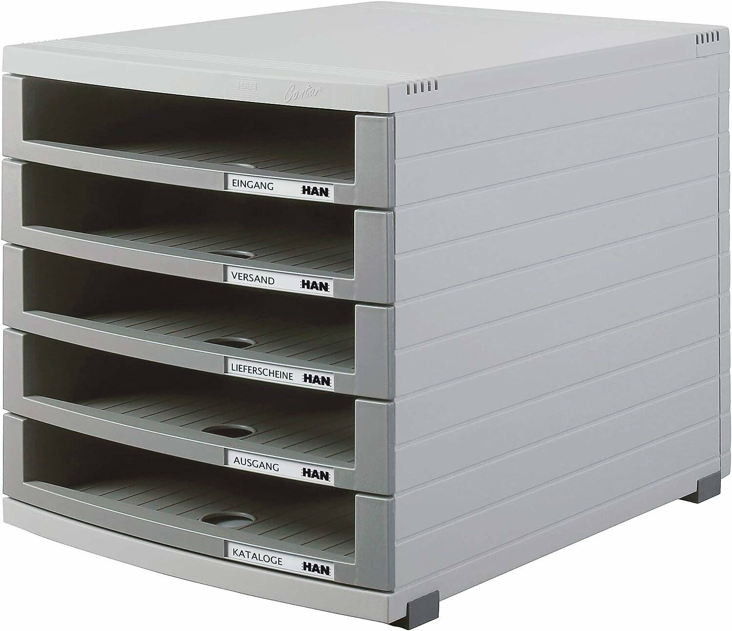 HAN Schubladenbox Contur dunkelgrau DIN B4 mit 5 Schubladen