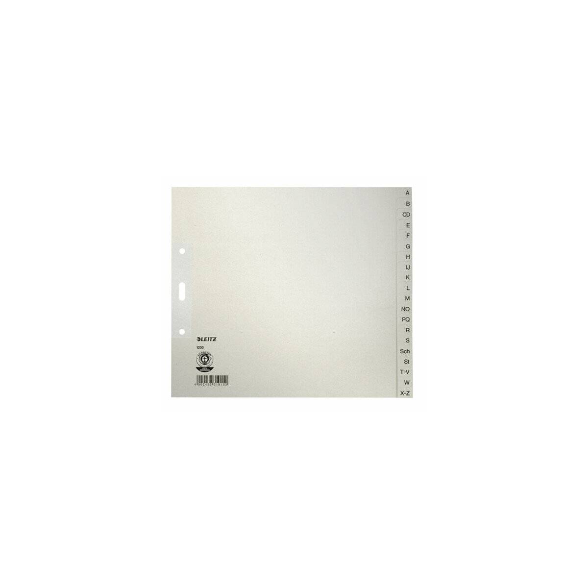 LEITZ Ordnerregister 1210 Halbformat, Überbreite A-Z grau 20-teilig, 5 Satz