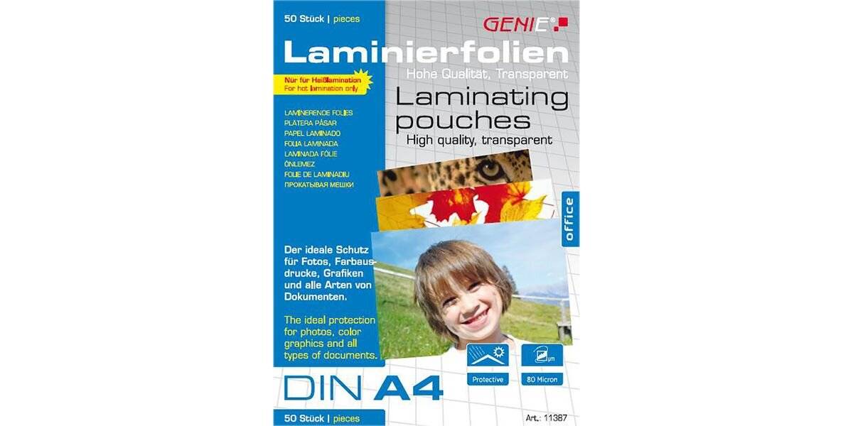 50 GENIE Laminierfolien glänzend für A4 80 micron