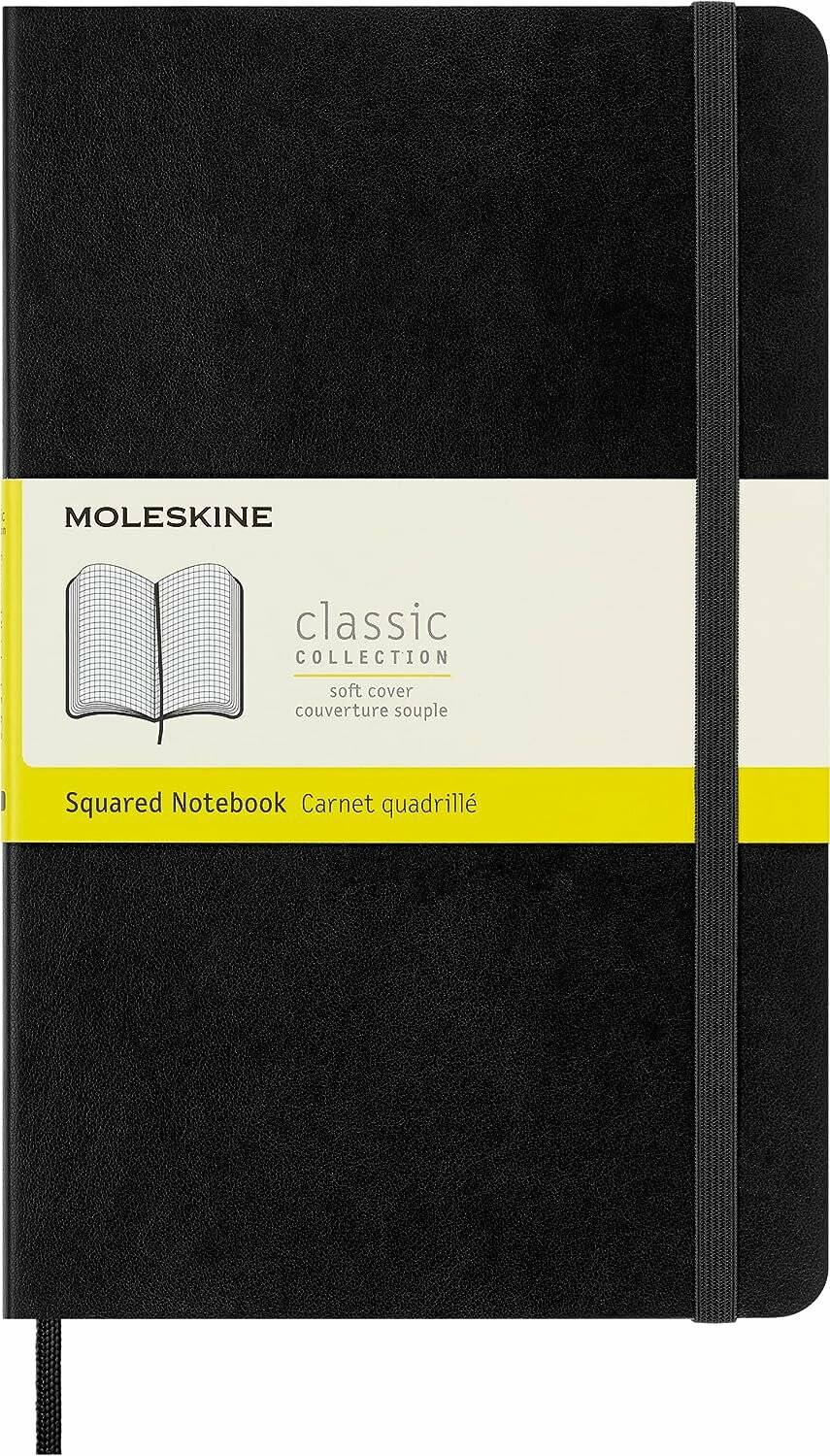 MOLESKINE Notizbuch Classic Collection flexibler Einband ca. DIN A5 kariert, schwarz Softcover 192 Seiten
