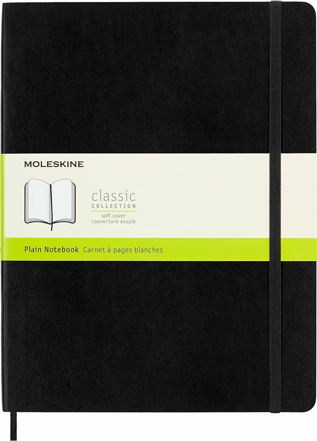 MOLESKINE Notizbuch Classic Collection flexibler Einband ca. DIN A4 blanko, schwarz Softcover 192 Seiten
