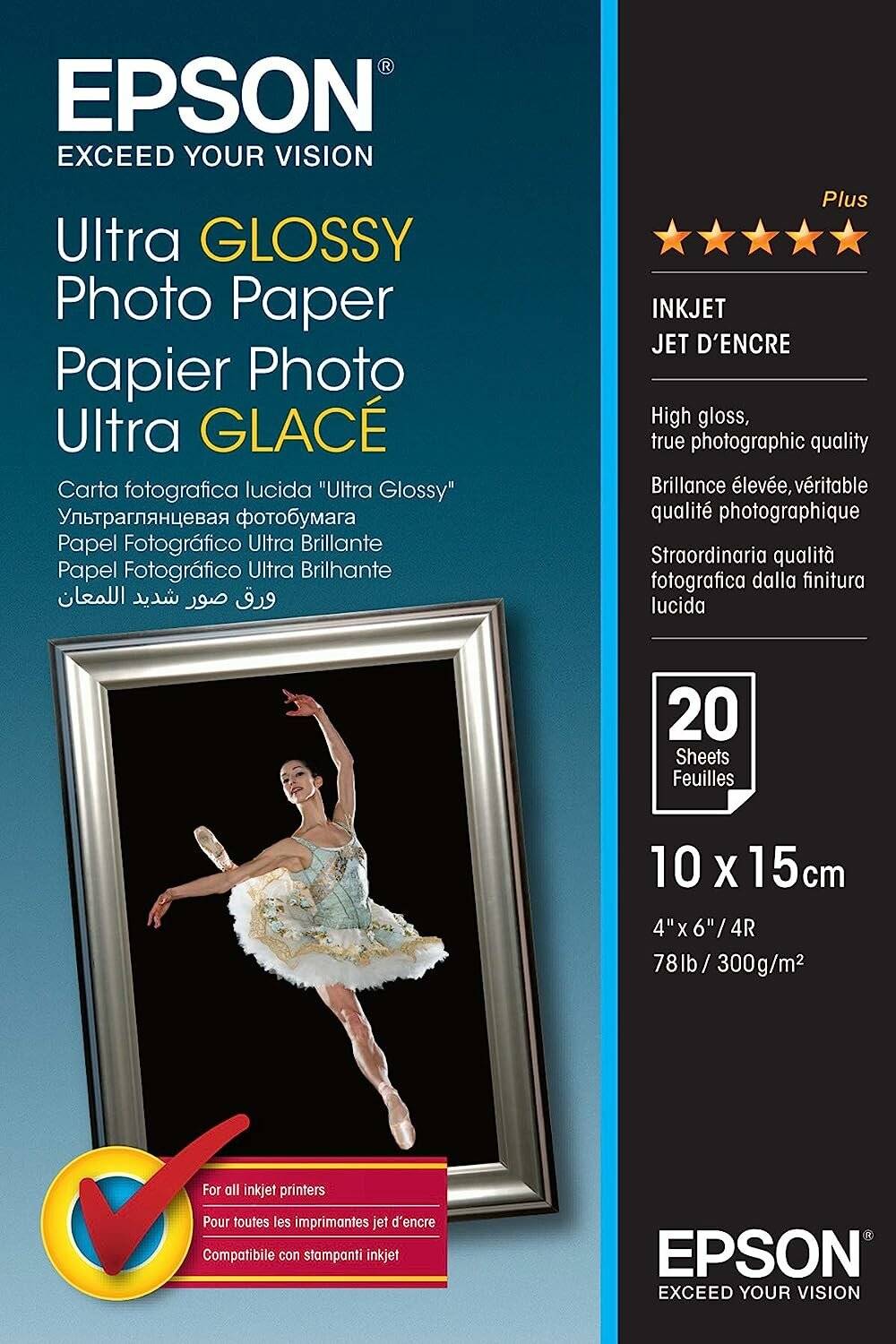 EPSON Fotopapier S041926 10,0 x 15,0 cm hochglänzend 300 g/qm 20 Blatt