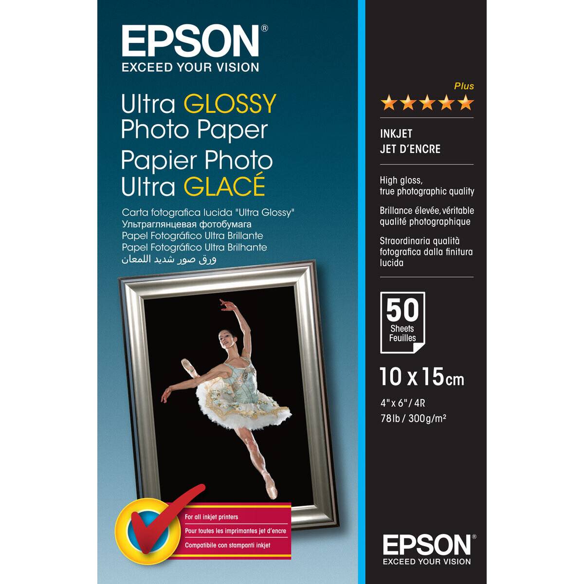 EPSON Fotopapier S041943 10,0 x 15,0 cm hochglänzend 300 g/qm 50 Blatt