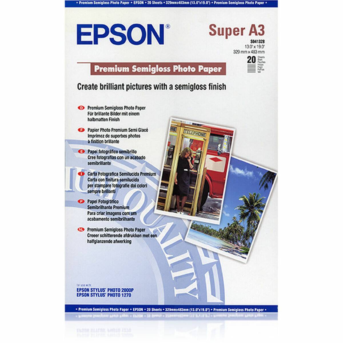 EPSON Fotopapier S041328 DIN A3+ seidenmatt 250 g/qm 20 Blatt