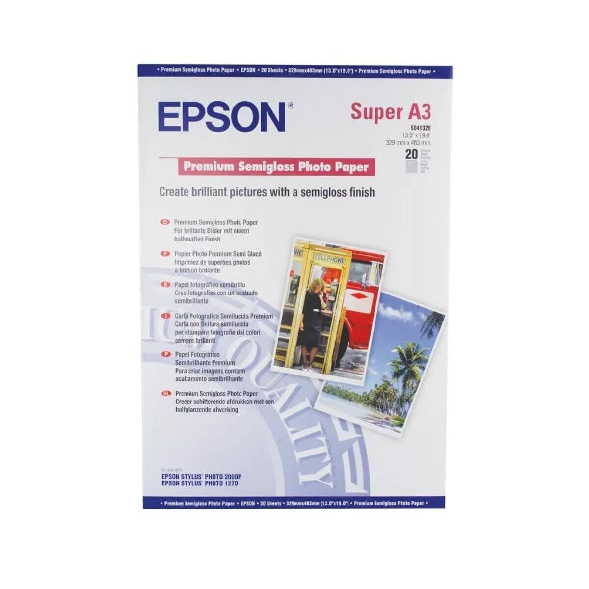 EPSON Fotopapier S041328 DIN A3+ seidenmatt 250 g/qm 20 Blatt