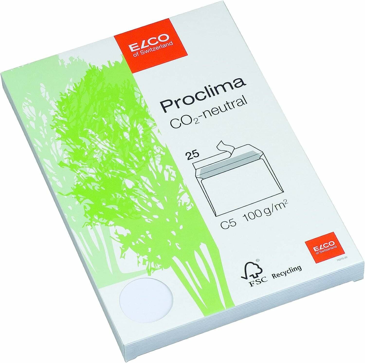 ELCO Briefumschläge Proclima DIN C5 ohne Fenster weiß 25 St.