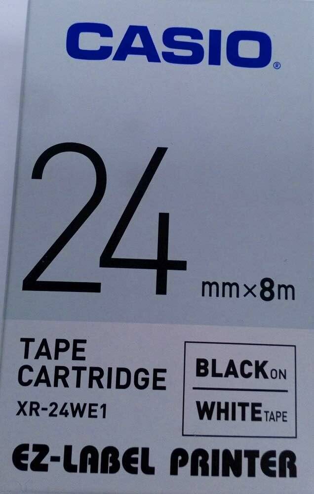 CASIO Schriftband XR-24WE XR-24WE1, 24 mm schwarz auf weiß