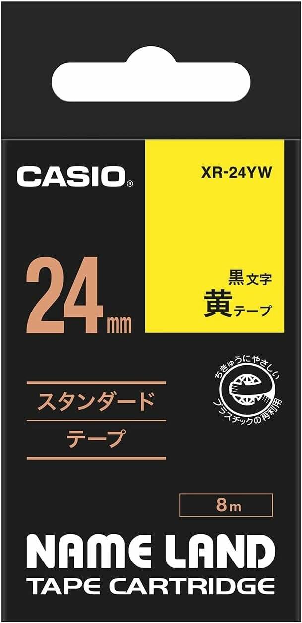 CASIO Schriftband XR-24YW XR-24YW1, 24 mm schwarz auf gelb