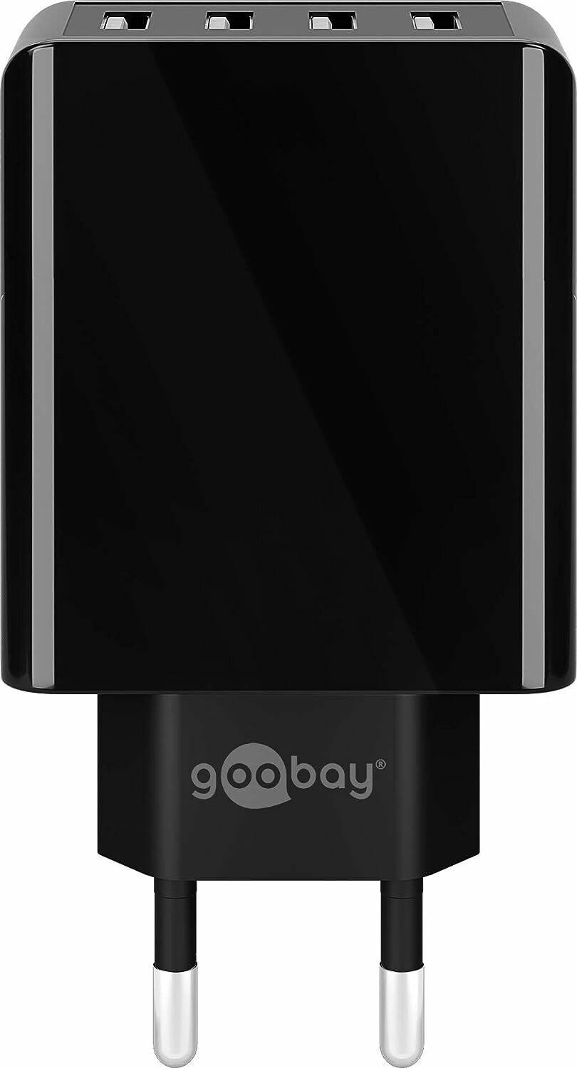 4-fach USB-Ladegerät (30W) schwarz (schwarz)