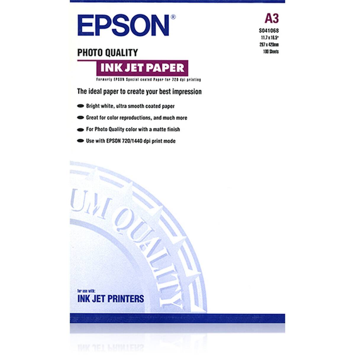 EPSON Fotopapier C13S041068 DIN A3 matt 102 g/qm 100 Blatt