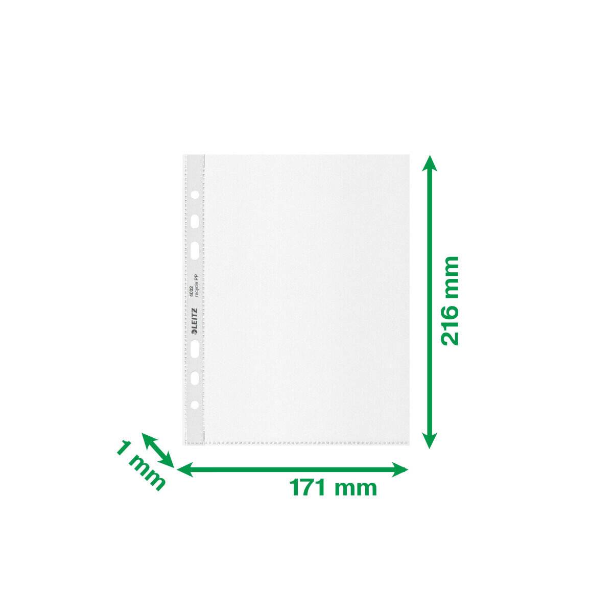 25 LEITZ Prospekthüllen recycle 4002 DIN A5 transparent genarbt 0,10 mm
