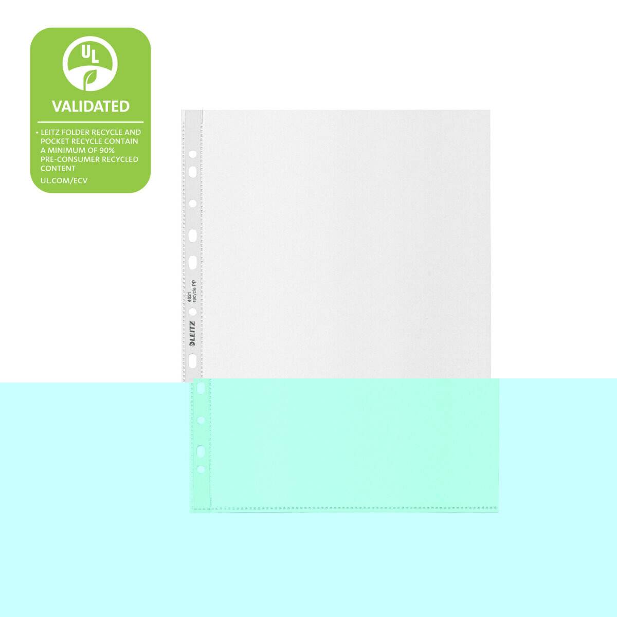 25 LEITZ Prospekthüllen recycle 4021 DIN A4 transparent genarbt 0,10 mm