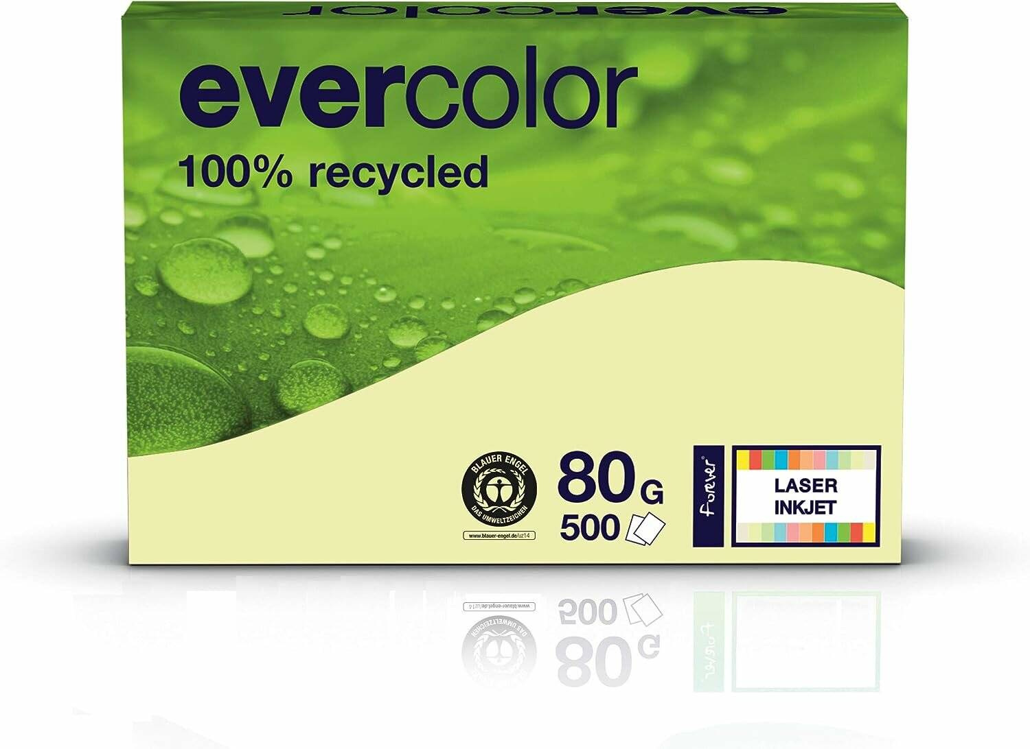 Clairefontaine Recyclingpapier Evercolor hellgelb DIN A4 80 g/qm 500 Blatt