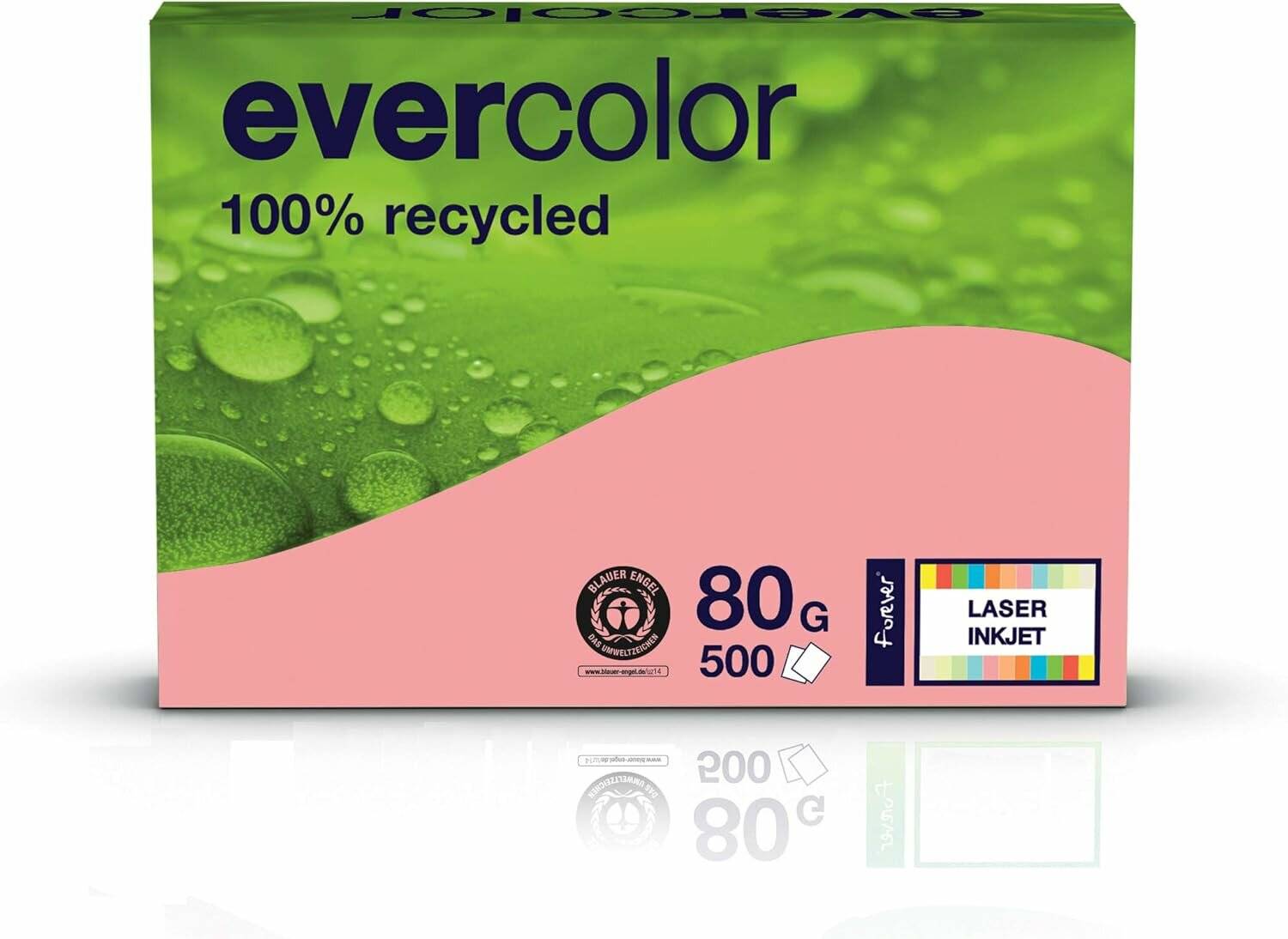 Clairefontaine Recyclingpapier Evercolor rosa DIN A4 80 g/qm 500 Blatt