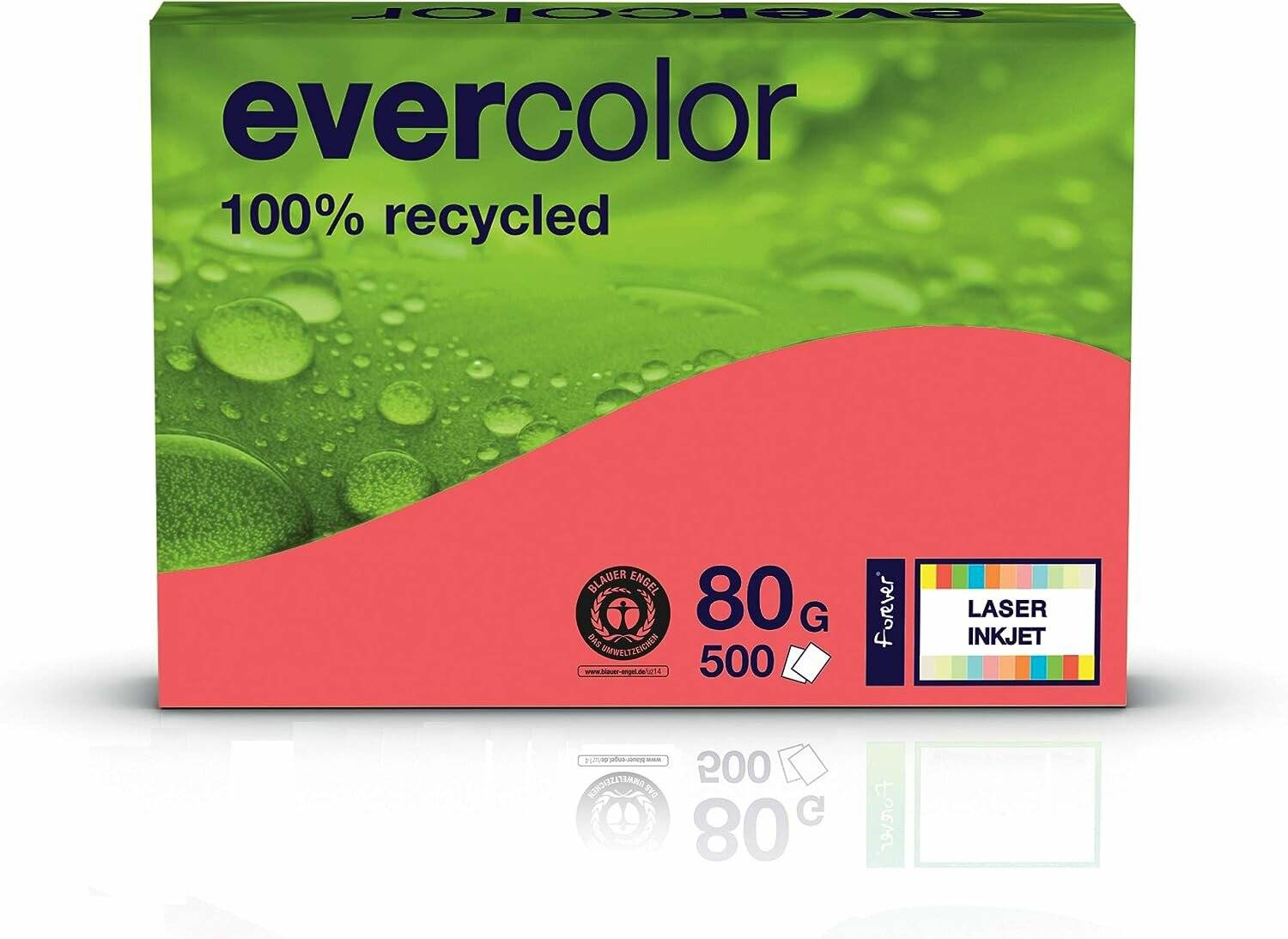Clairefontaine Recyclingpapier Evercolor himbeerrot DIN A4 80 g/qm 500 Blatt