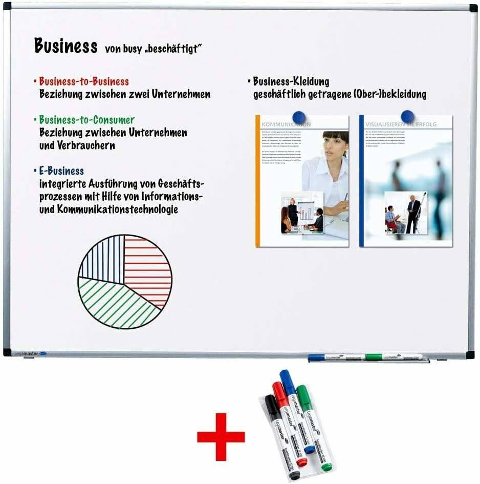 Legamaster Whiteboard PREMIUM 120,0 x 90,0 cm wei&szlig spezialbeschichteter Stahl + GRATIS 4 Boardmarker TZ 100 farbsortiert