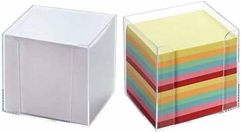 folia Zettelbox transparent inkl. 700 Notizzettel farbig sortiert