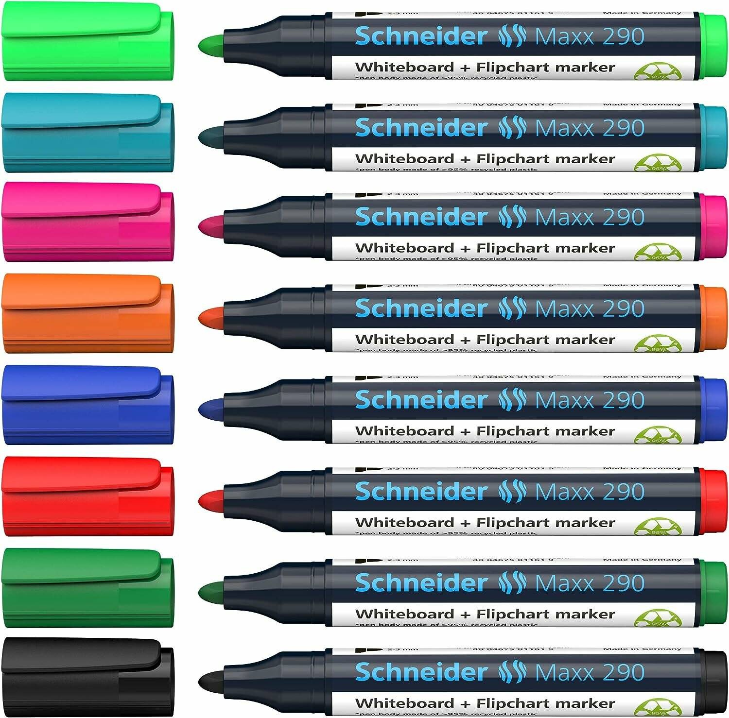 8 Schneider Maxx 290 Whiteboard- und Flipchart-Marker farbsortiert 2,0 - 3,0 mm