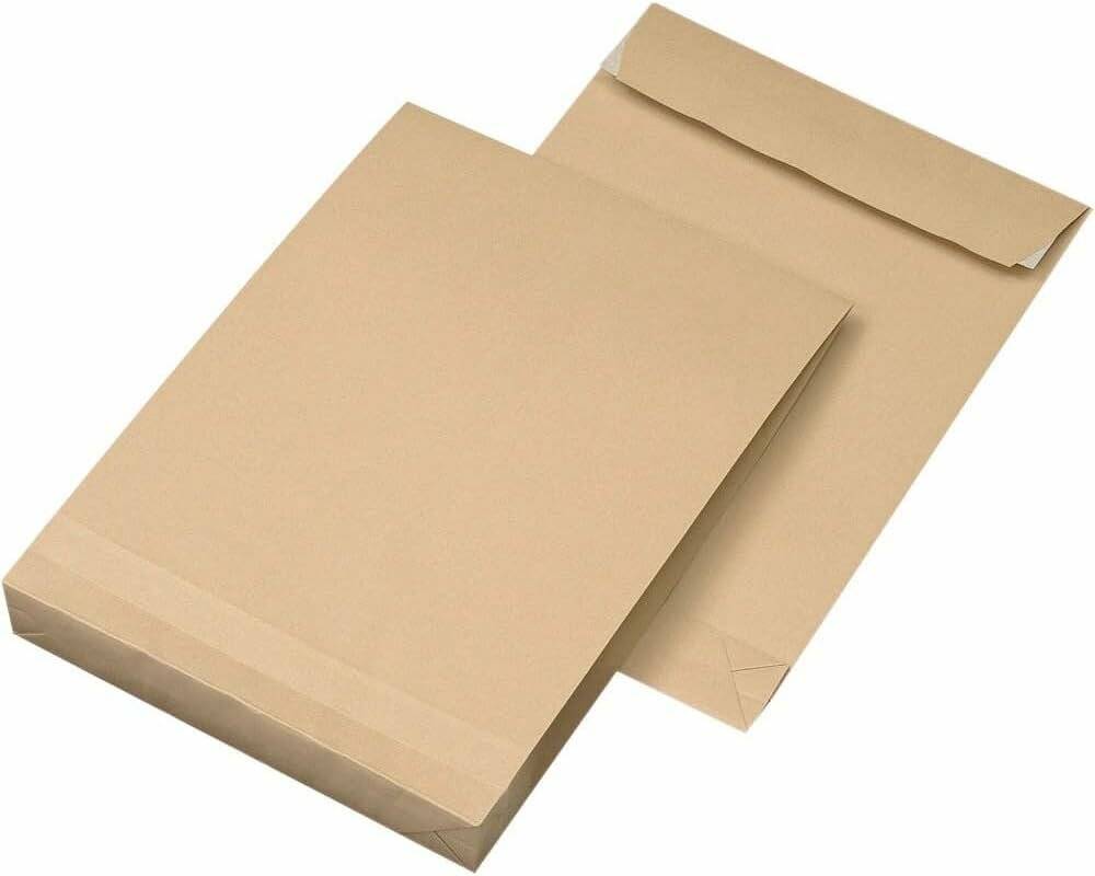 MAILmedia Faltentaschen DIN B4 ohne Fenster braun mit 4,0 cm Falte, 100 St.