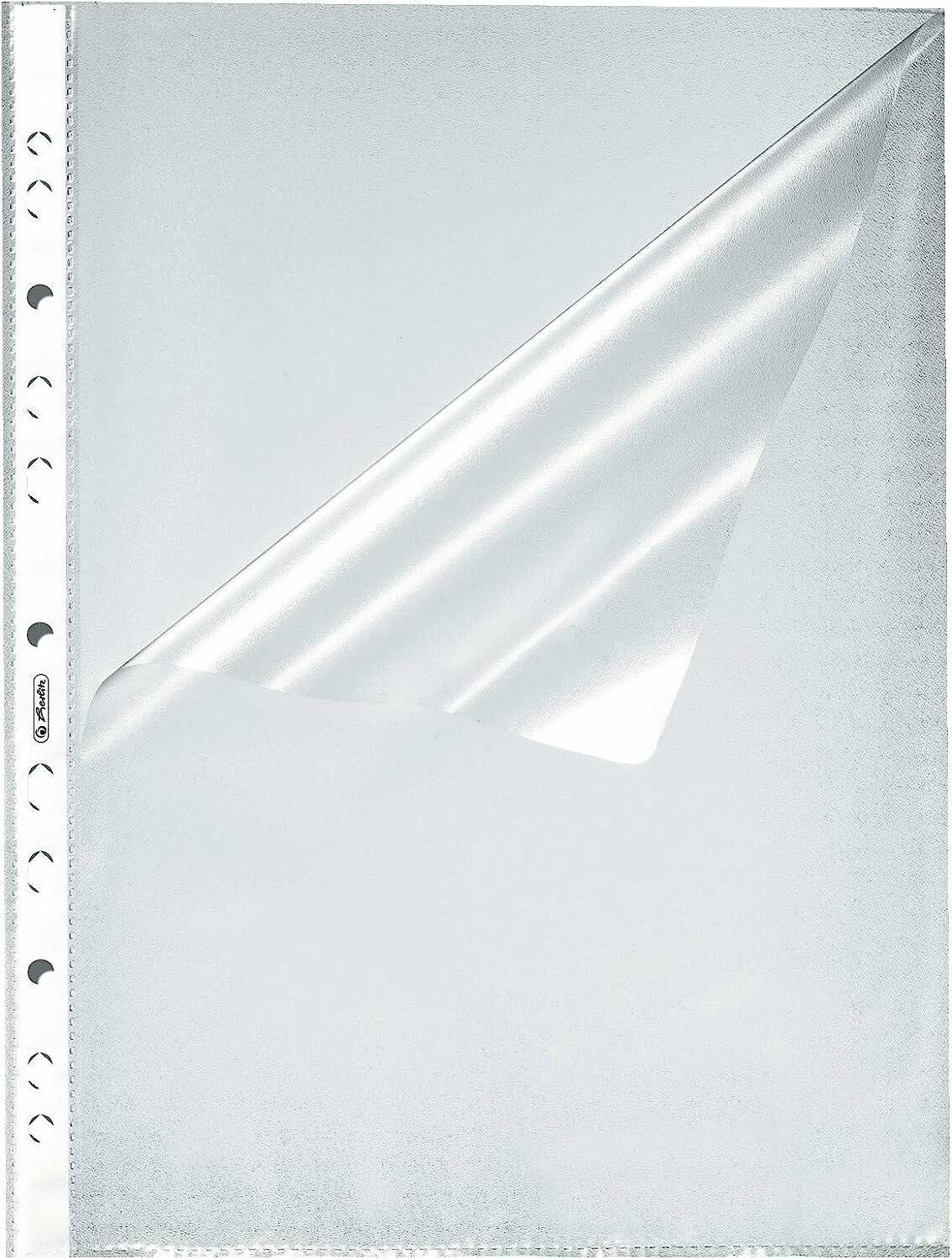 100 herlitz Prospekthüllen DIN A4 transparent genarbt 0,05 mm
