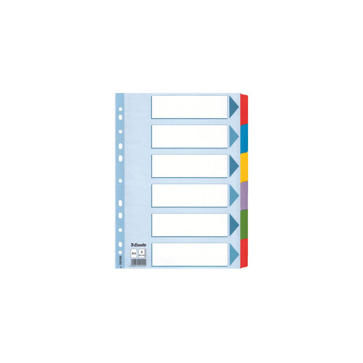 Esselte Ordnerregister Vollformat blanko weiß 6-teilig, 1 Satz