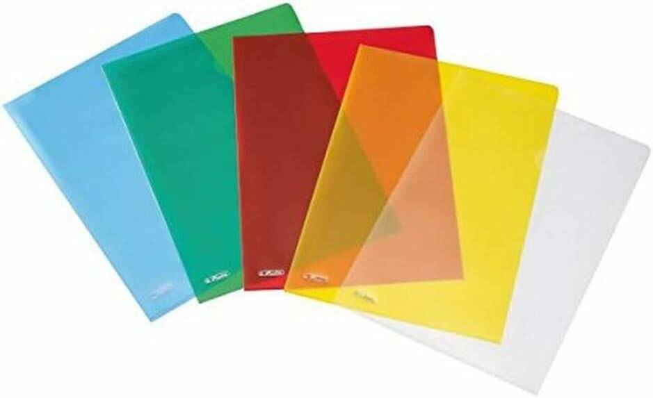 10 herlitz Sichthüllen DIN A4 farbsortiert genarbt 0,19 mm