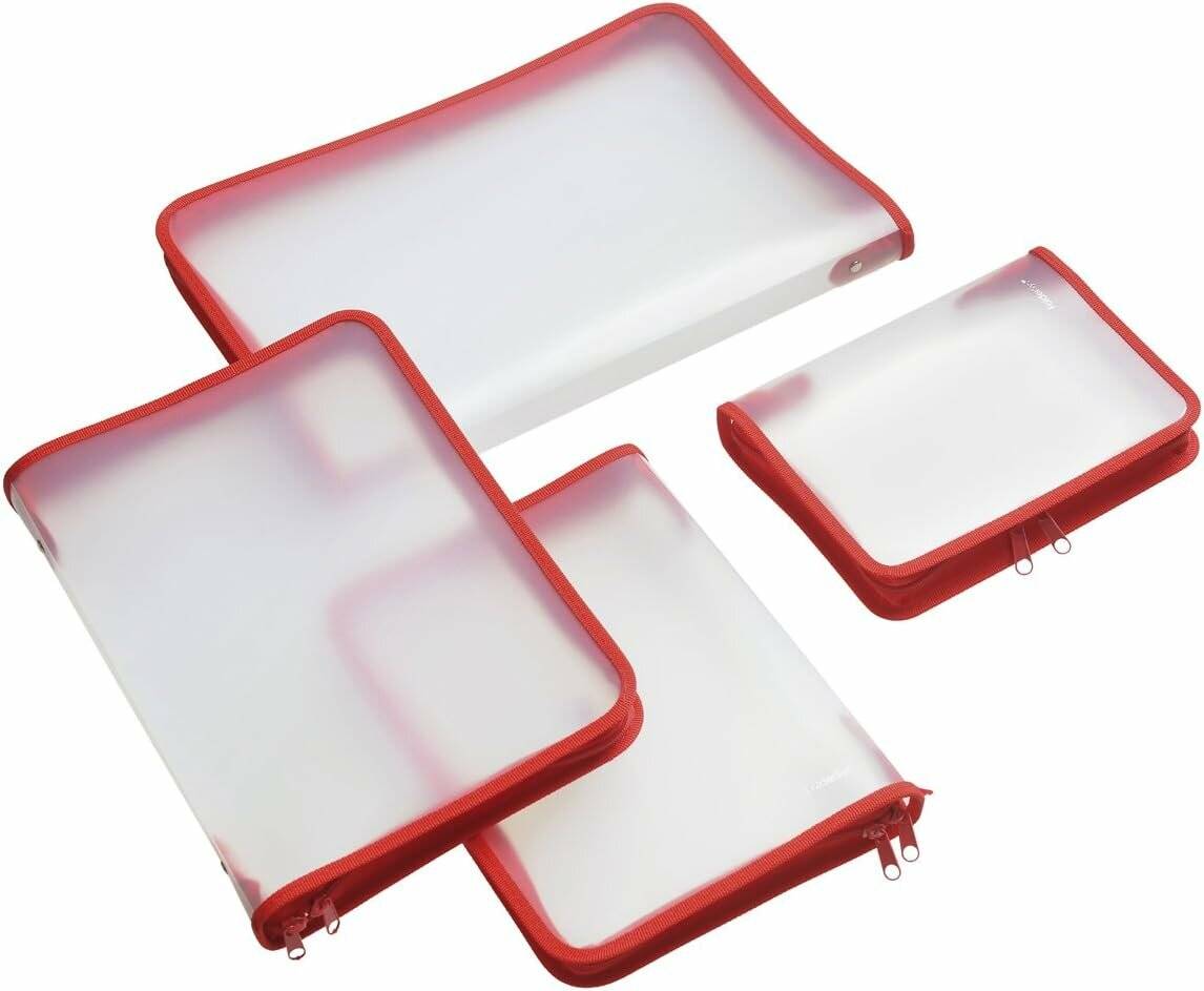 FolderSys Reißverschlussbeutel A4 transparent/rot 0,5 mm