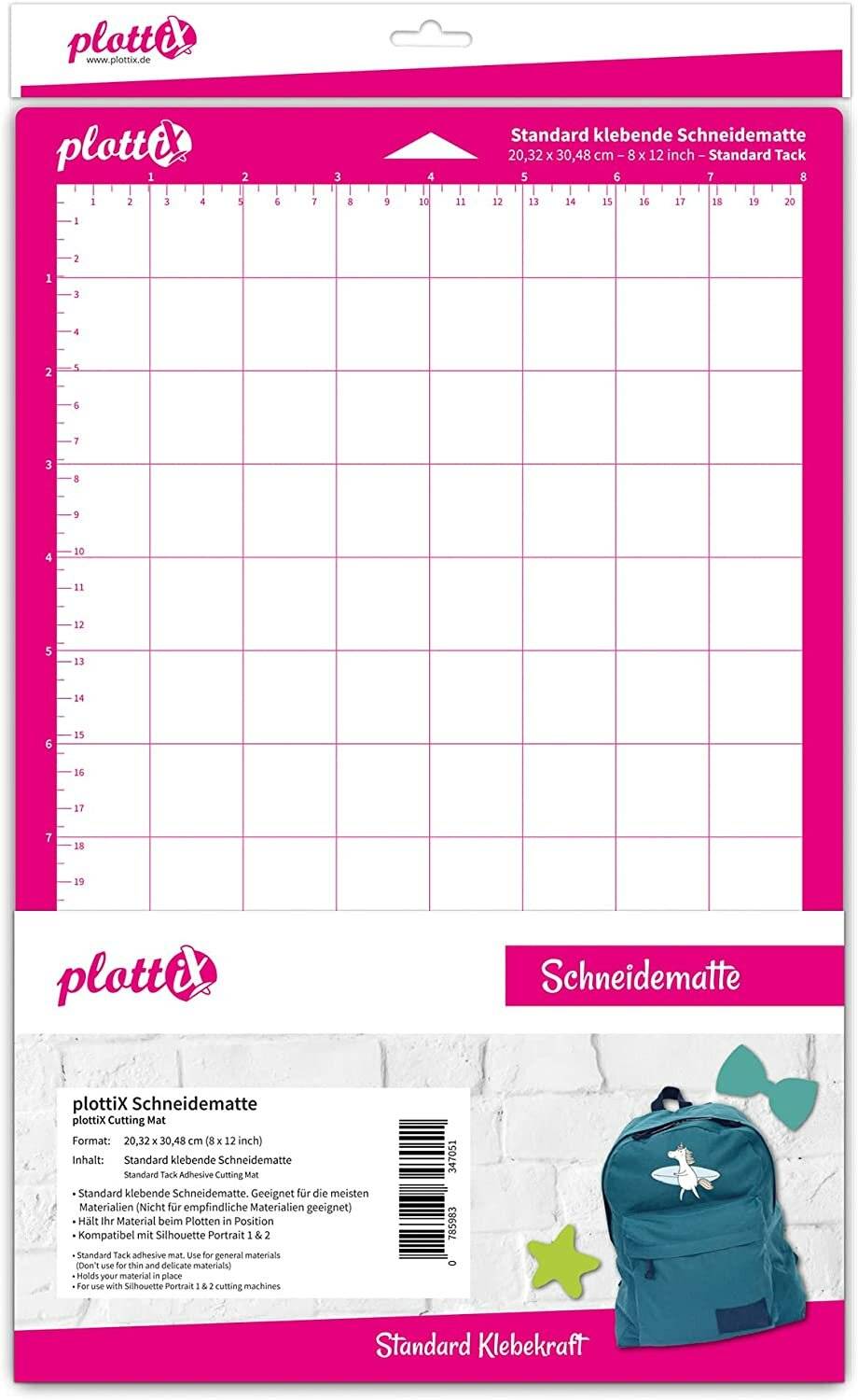 plottiX Schneidematte fü r Schneideplotter normal klebend 203 x 305 mm