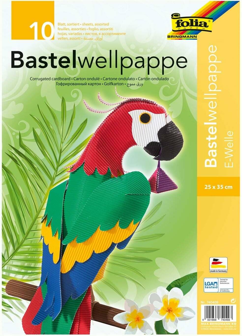 folia Bastelwellpappe E-Welle farbsortiert 1 Pack