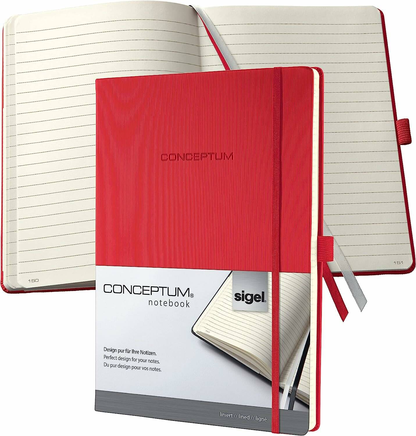 SIGEL Notizbuch CONCEPTUM® ca. DIN A4 liniert, rot Hardcover 194 Seiten